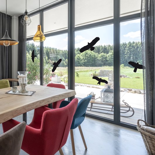 Vogelschutz-Aufkleber Wohnzimmerfenster